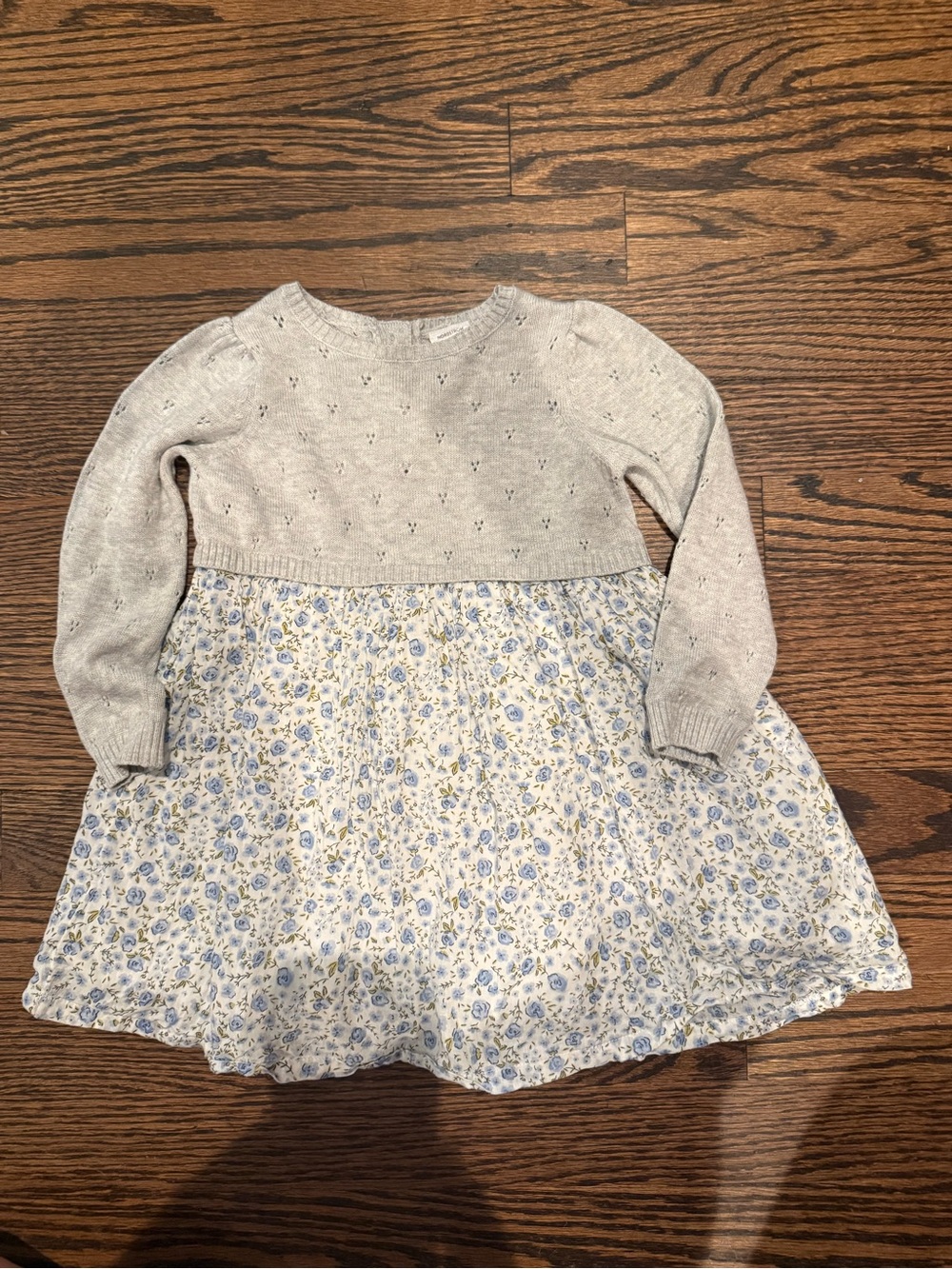 Nordstrom grey Knit Top with Blue Floral Skirt Girls' Dress